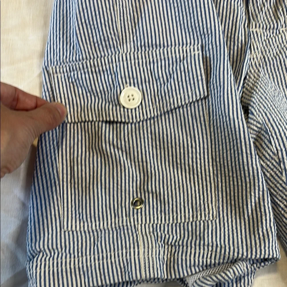 J. Crew Blue and White Board Shorts with Drawstring Waist